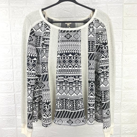 NEW | CHIP & PEPPER beige & black lightweight long sleeve swing top - SZ XS - Picture 4 of 8